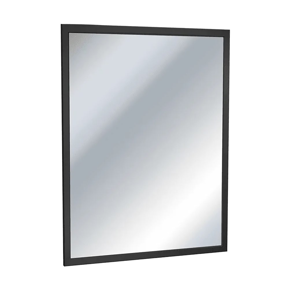 244-100600243641 Welded Frame Plate Glass Mirror, 24" X 36", Matte Black