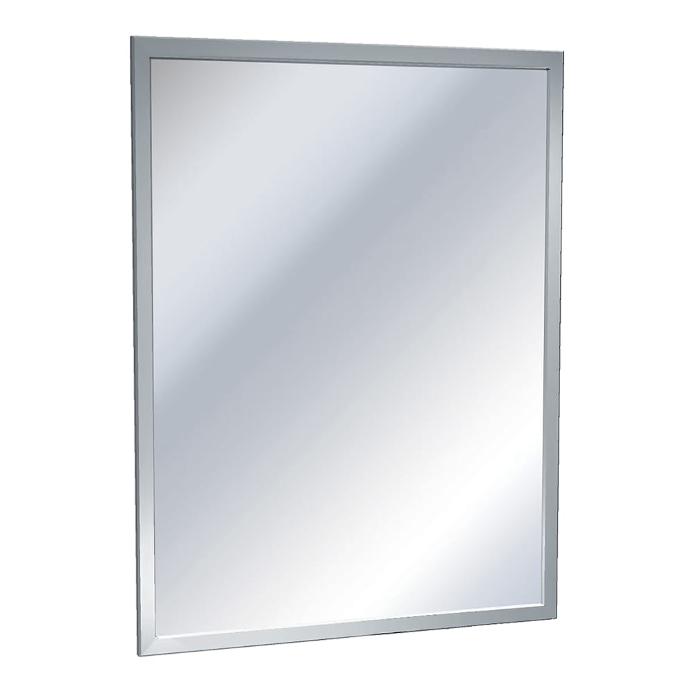244-1006001830 Welded Frame Plate Glass Mirror, 18" X 30", Satin Stainless