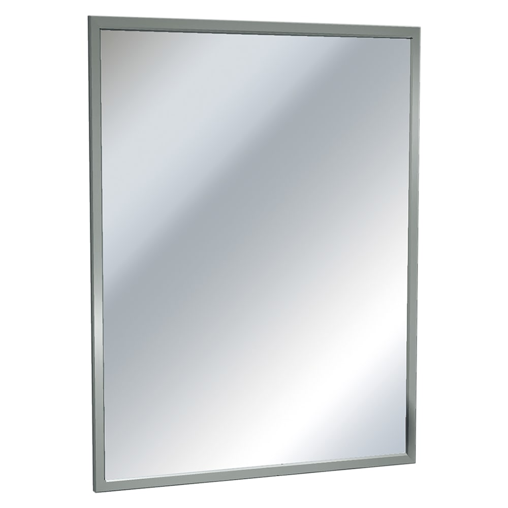 244-1006202460 Channel Frame Plate Glass Mirror, 24" X 60", Satin Stainless
