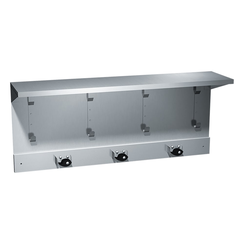 244-1013083 34" Utility Shelf w/ (3) Mop Holders & (4) Hooks - Stainless Steel, Satin Fi...