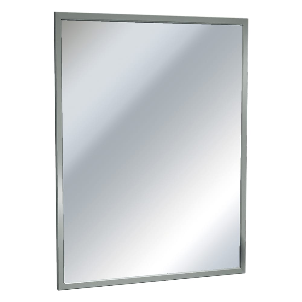 244-1006202436 Channel Frame Plate Glass Mirror, 24" X 36", Satin Stainless