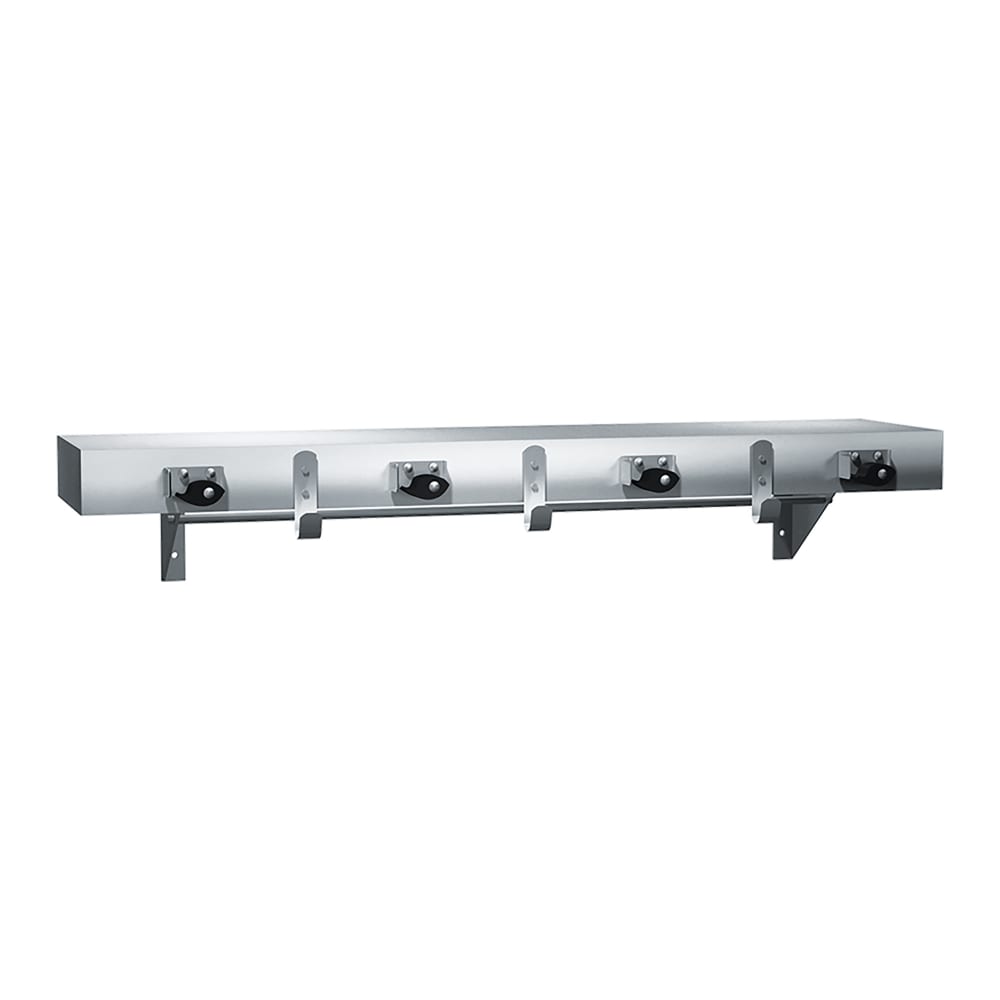 244-1013154 36" Utility Shelf w/ (4) Mop Holders, (3) Hooks, & Drying Rod - Stainless St...