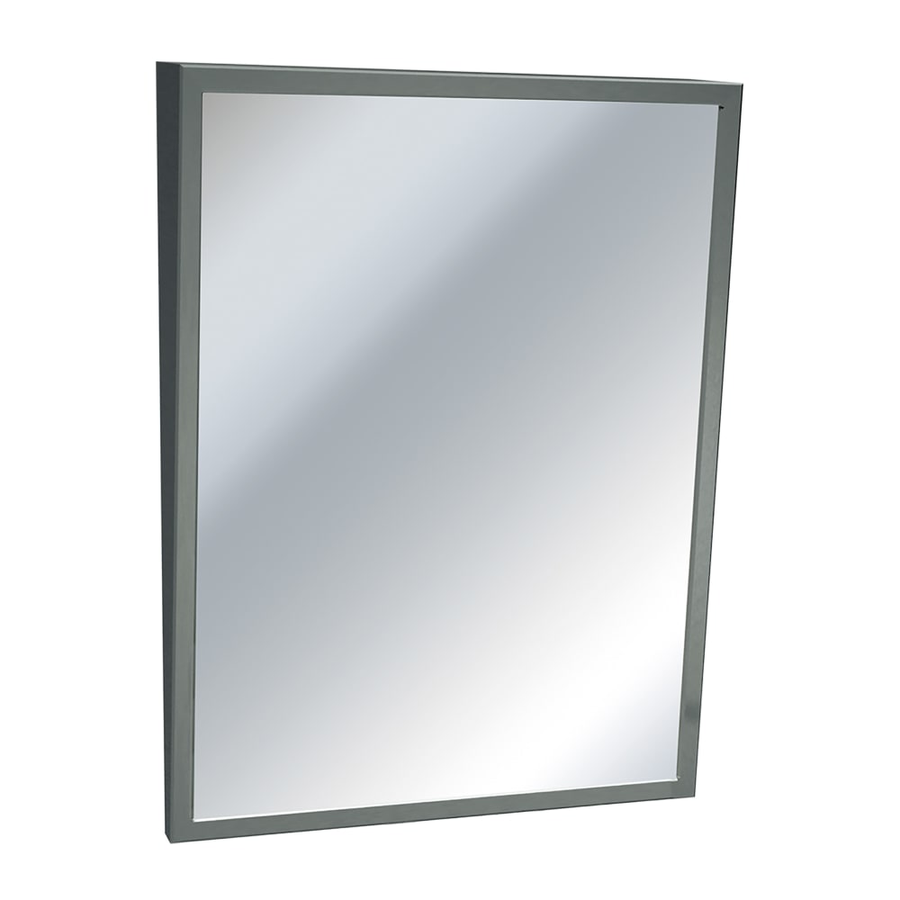 244-1005352436 Welded Frame Plate Glass Mirror, 24" X 36", Satin Stainless