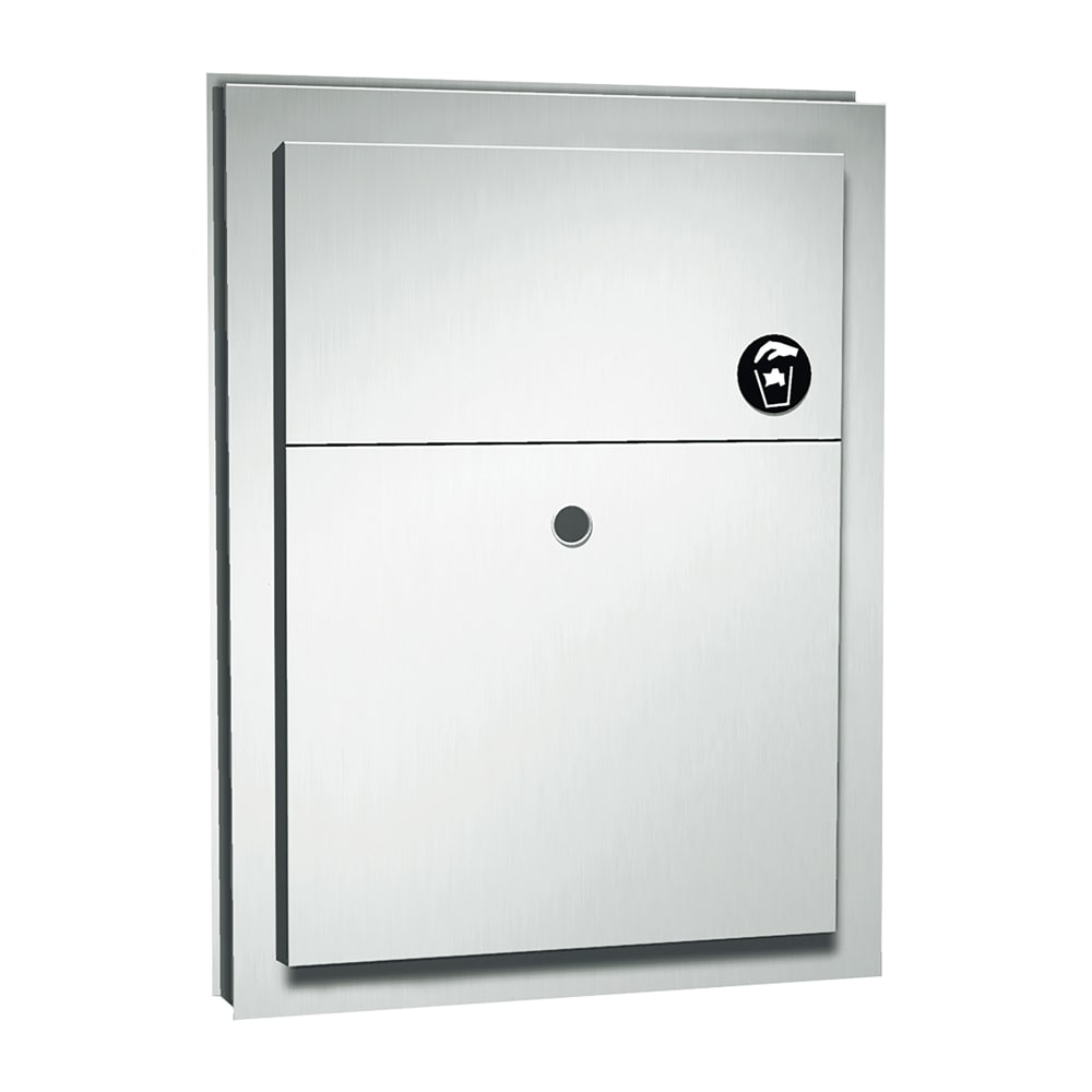 244-100472 1 1/2 gallon Partition Mounted Sanitary Napkin Disposal, Stainless