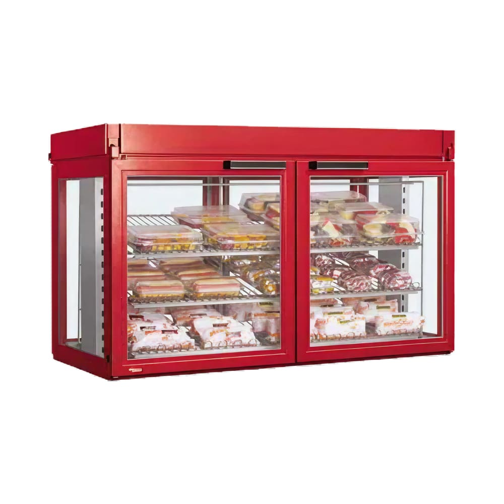 042-LFST482X208RED 48 13/16" Flav-R-Savor® Dual Service Countertop Heated Display Case - (3)...