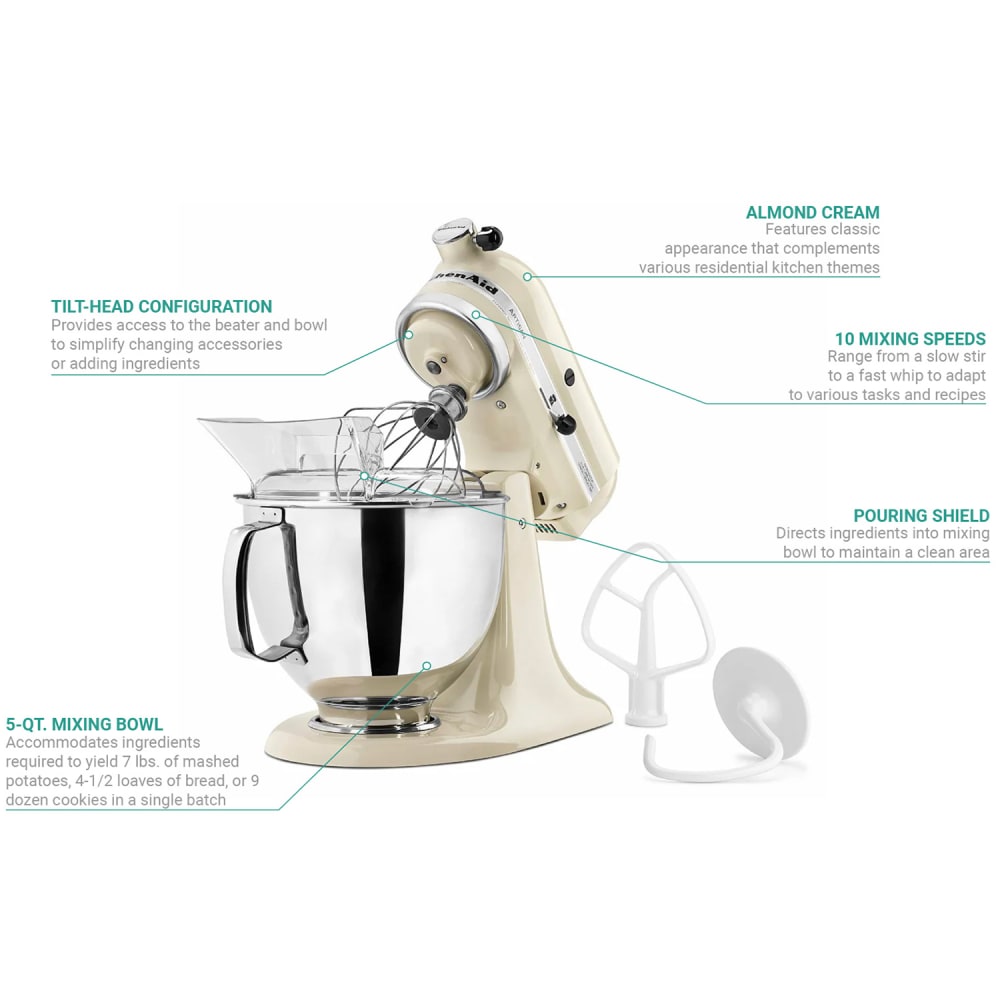 KitchenAid KSM150PSAC 10 Speed Stand Mixer w/ 5 qt Stainless Bowl