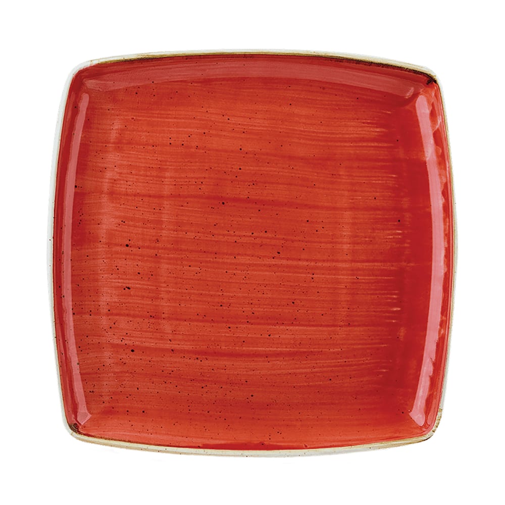 893-SBRSDS101 10 1/2" Square Stonecast Plate - Ceramic, Berry Red