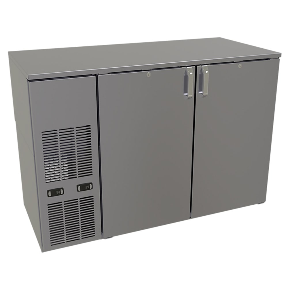 679-C2FB52 52" Bar Refrigerator - 2 Swinging Solid Doors, Black, 120v