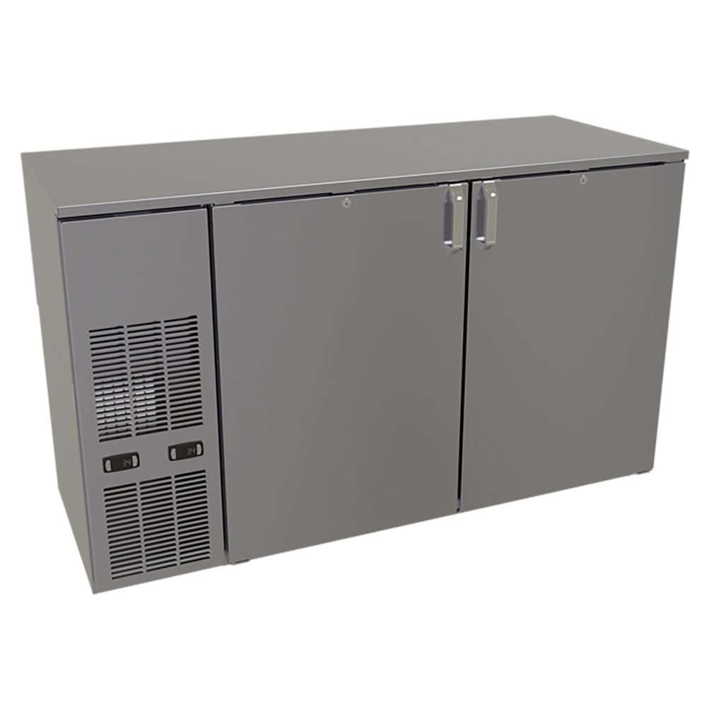 679-C2FB60 60" Bar Refrigerator - 2 Swinging Solid Doors, Black, 120v
