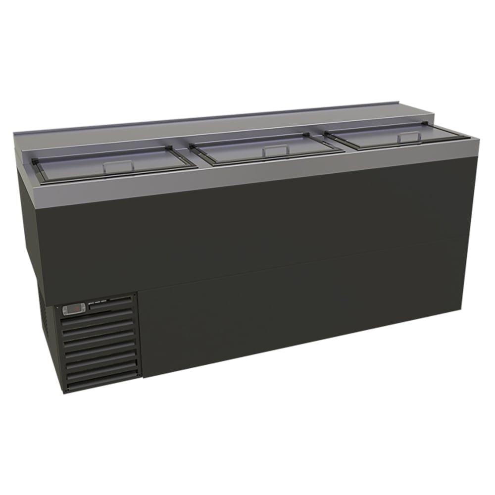 679-ST72B 72" Forced Air Bottle Cooler - Holds (610) 12 oz Bottles, Lid Locks, Black, 120v