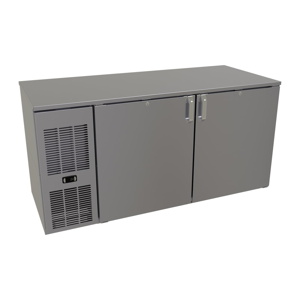 679-CP1FL60 60" Pass Thru Bar Refrigerator - 4 Swinging Solid Doors, Black, 120v