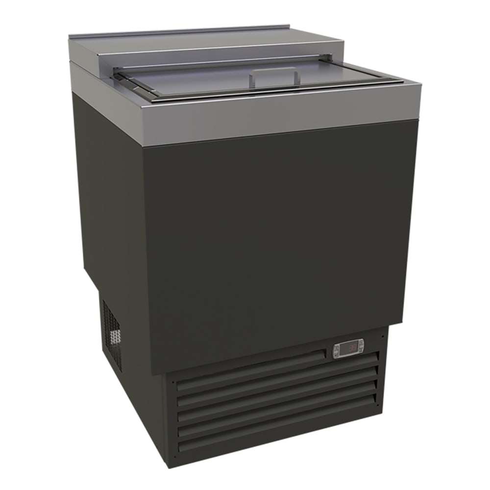 679-ST24B 24" Forced Air Bottle Cooler - Holds (144) 12 oz Bottles, Lid Locks, Black, 120v