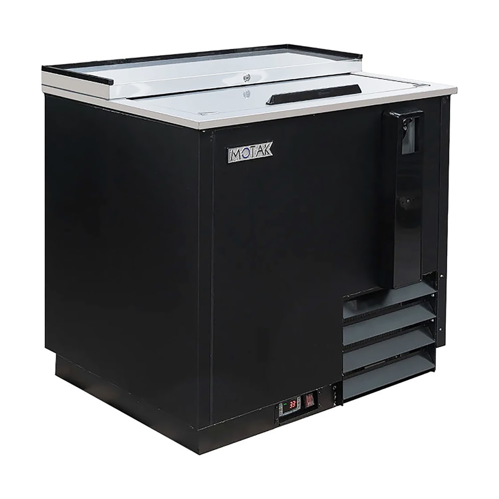 999-MHBC36 36" Forced Air Bottle Cooler - Holds 128 12-oz Bottles, Lid Locks, Black, 115v