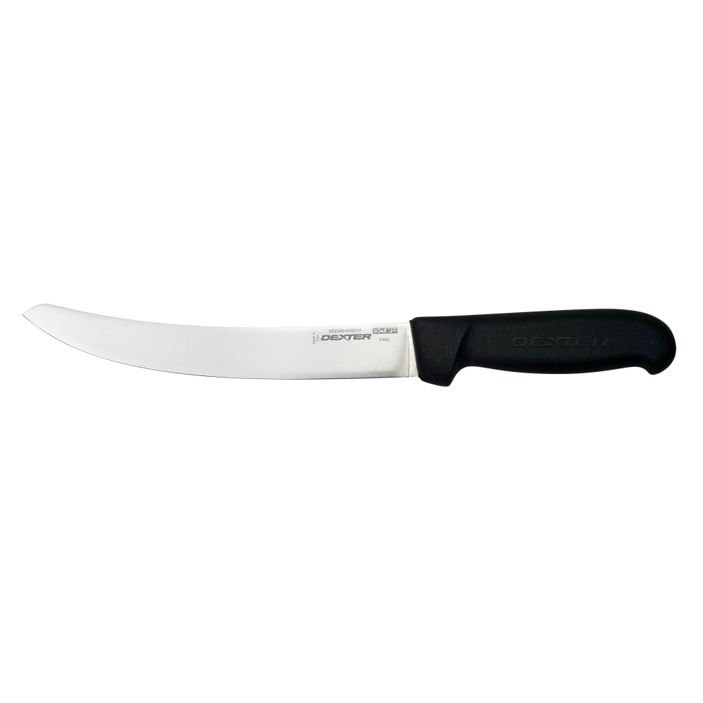 135-27663 8" Pro Dex Straight Breaking Knife w/ Black Polypropylene Handle, High Carbon Stai...