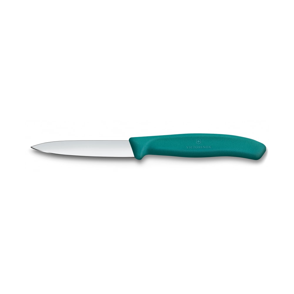 037-67604C1 3 1/10" Swiss Classic Straight Paring Knife w/ Green Polypropylene Handle, Stain...