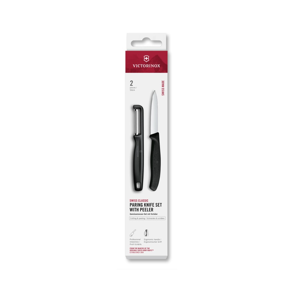 037-6711321 Swiss Classic 2 Piece Paring Knife Set w/ Black Polypropylene Handle, Stainless Steel