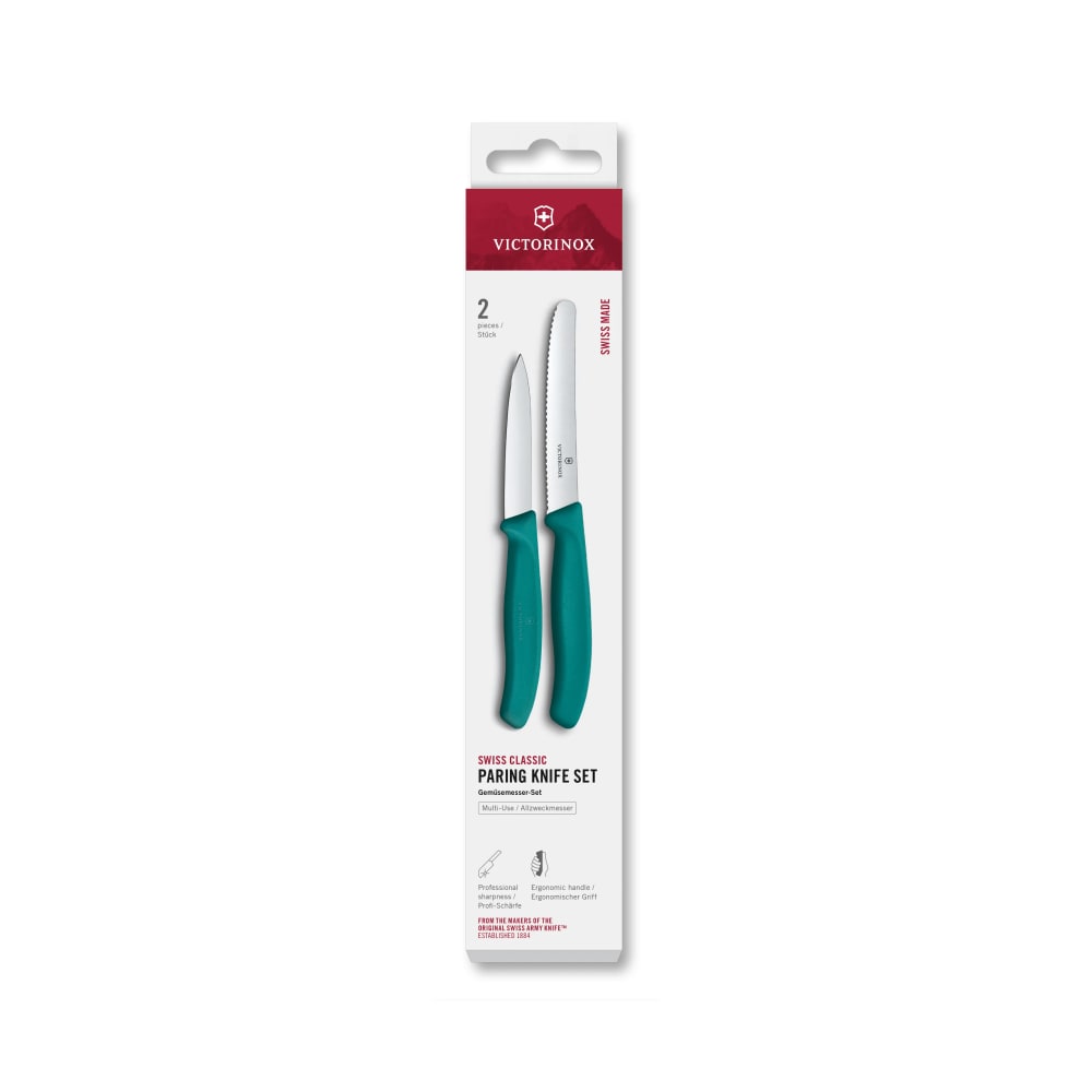 037-671142C1 Swiss Classic 2 Piece Paring Knife Set w/ Green Polypropylene Handle, Stainless Stee...