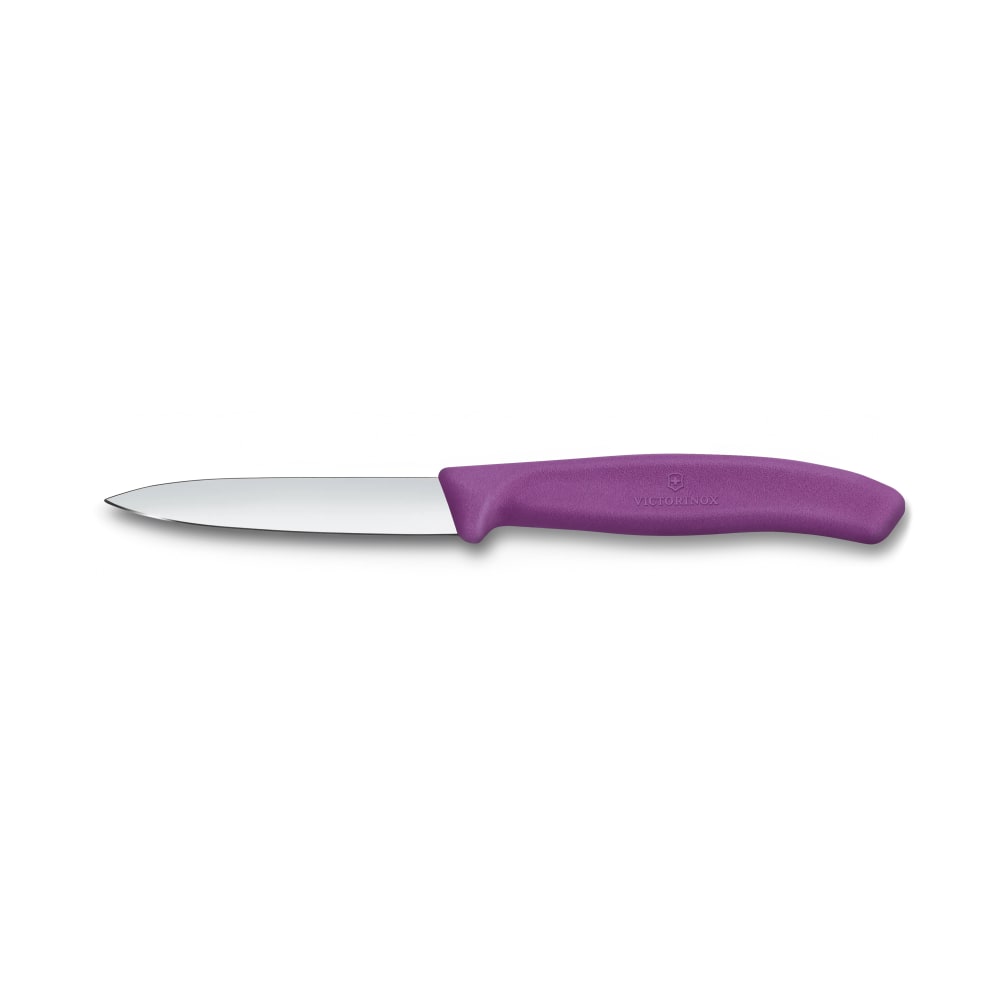 037-67605C1 3 1/10" Swiss Classic Straight Paring Knife w/ Purple Polypropylene Handle, Stai...