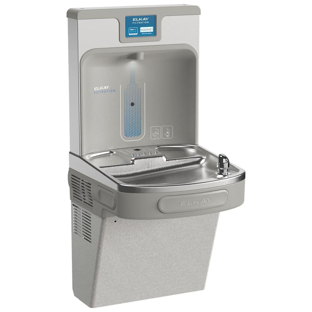 189-LZS8WSVRLK Wall Mount Drinking Fountain w/ Bottle Filler - Refrigerated, Filtered
