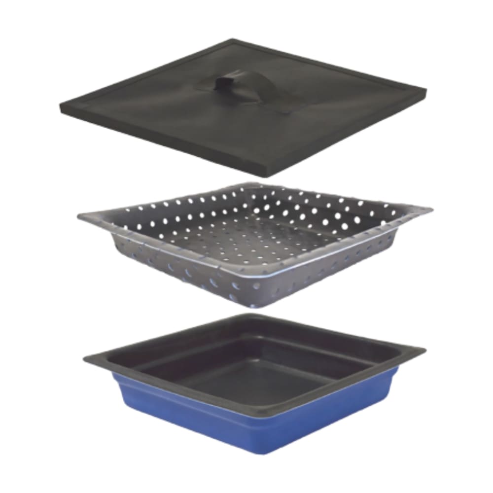 340-200219 Steamer 3-Piece Cooking Pan Set, 9 3/5" x 9 3/5" x 2 3/5