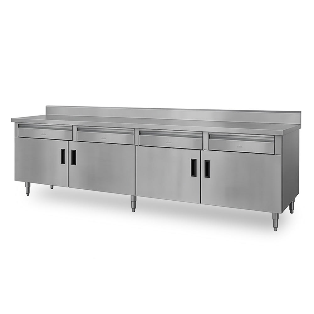 009-HDRC3010 10' Storage Cabinet - (4) Drawers, Enclosed Base, Hinged Doors