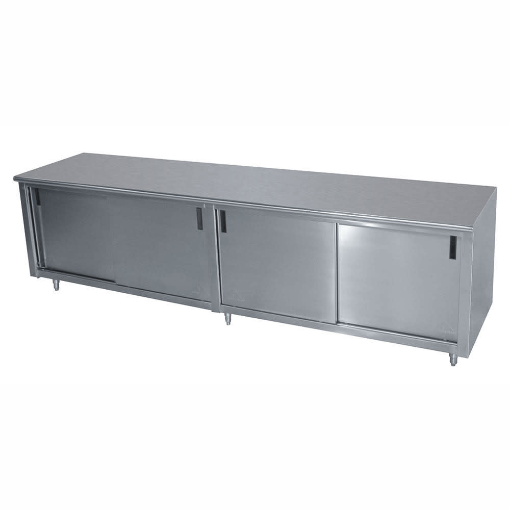 009-ECBSS3010M 120" Enclosed Work Table w/ Sliding Doors & Midshelf, 30"D