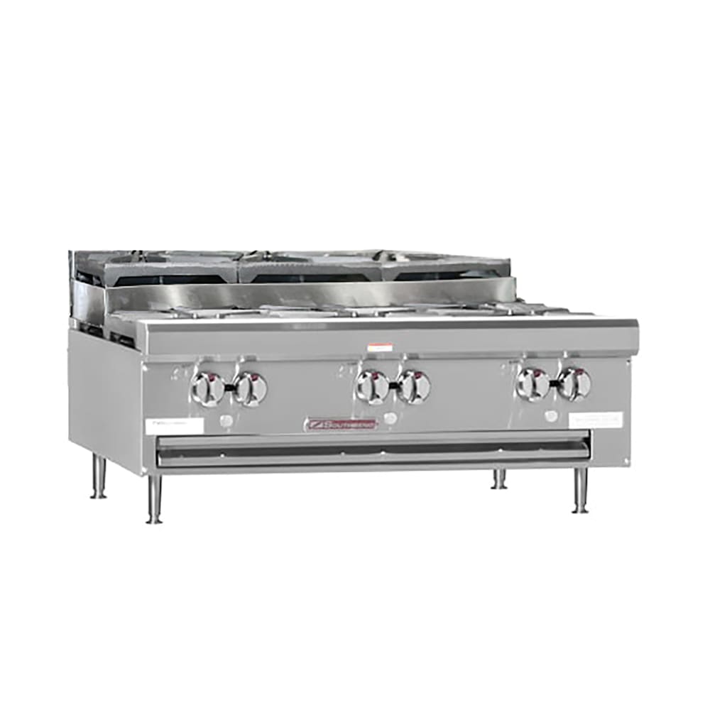 348-HDO36SUNG 36" Gas Hotplate w/ (6) Burners & Manual Controls, Natural Gas