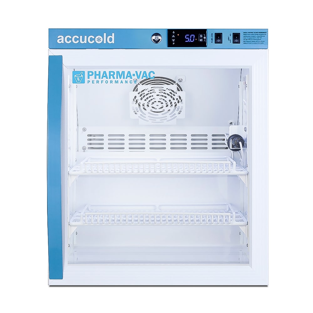 162-ARG2PV 18 1/2" Countertop Pharma-Vac Pharmaceutical Refrigerator w/ Glass Door - Locking...
