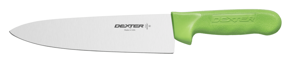 135-12443G SANI-SAFE® 8" Chef's Knife w/ Polypropylene Green Handle, Carbon Steel