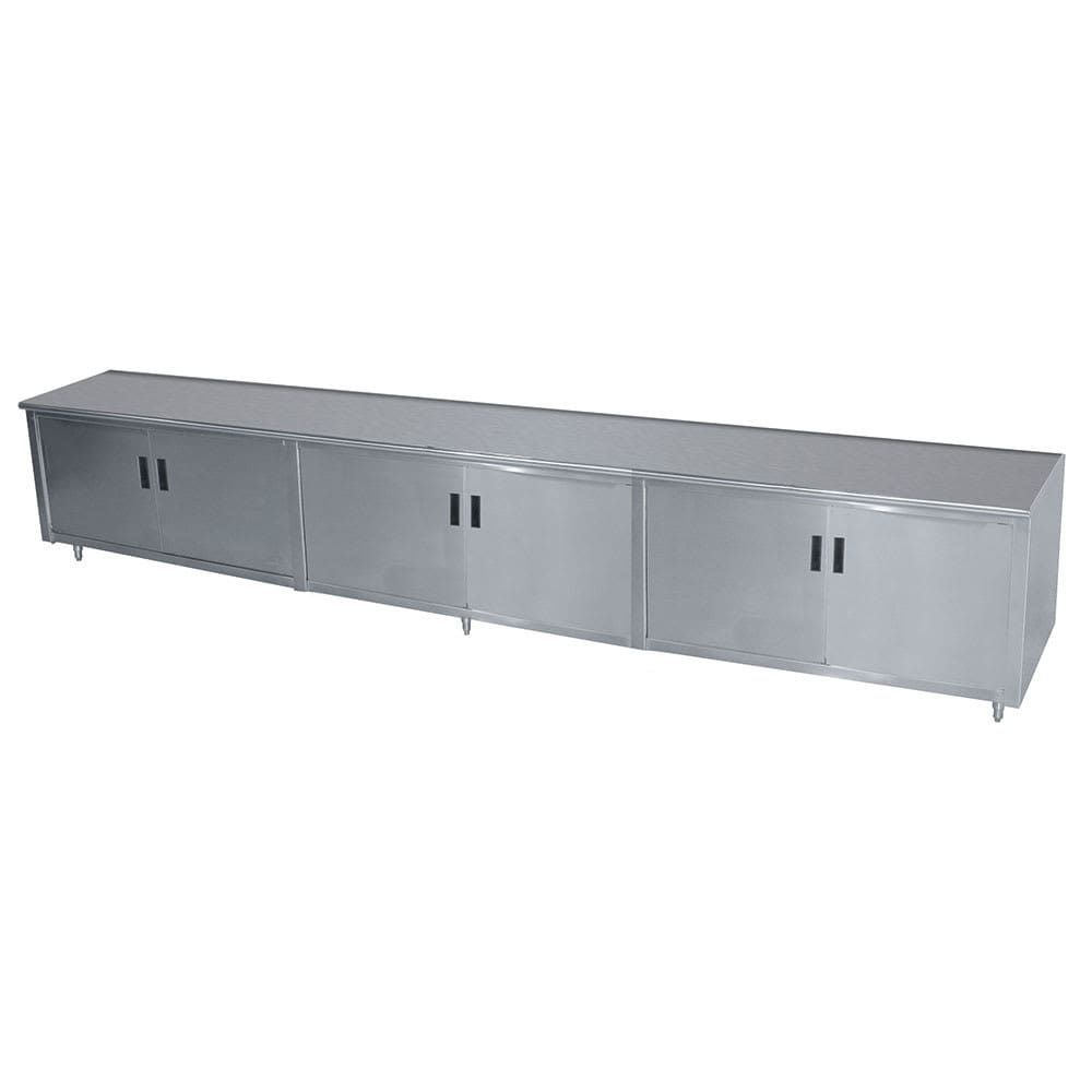 009-HFSS2412M 144" Enclosed Work Table w/ Swing Doors & Midshelf, 1 1/2" Backsplash...