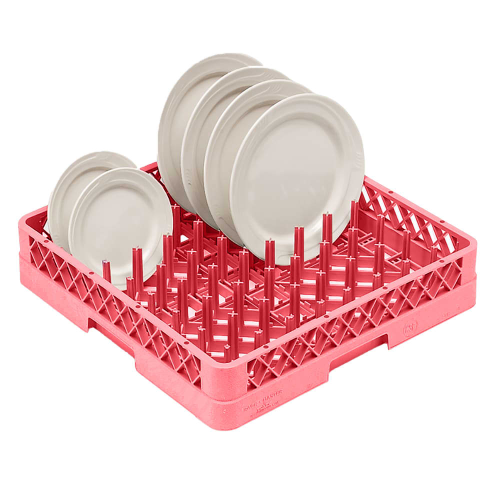 175-TR302 Full-Size Dishwasher Plate/Tray Rack - Open Bottom and Side, Red