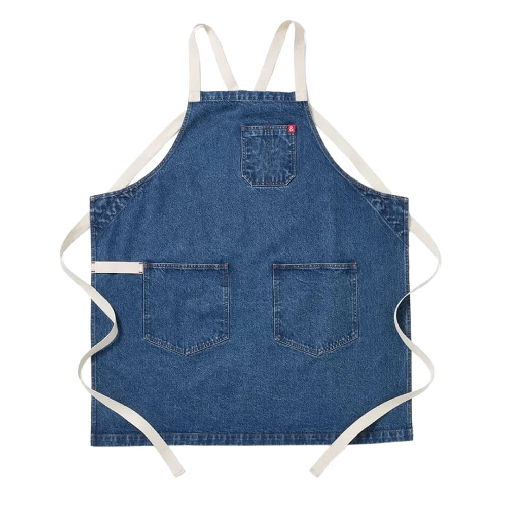 603-HB001617 Cross Back Bib Apron - 33" x 30", Cotton, Georgia Blue Denim