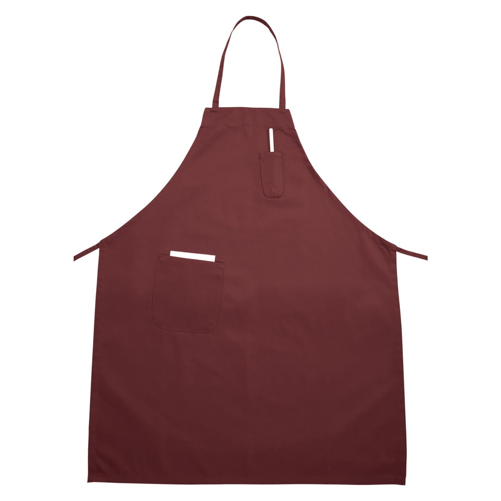 080-BAPBG Bib Apron - 33" x 26", Poly-Cotton, Burgundy