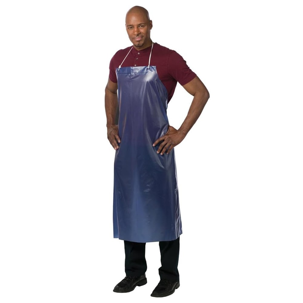 094-614DVABL Vinyl Dishwashing Apron - 43" x 36", Blue