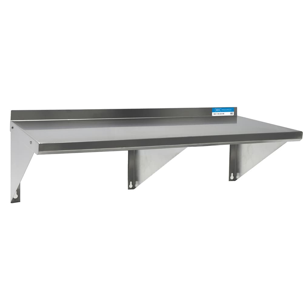 079-2761ESWKB Solid Wall Mounted Shelf, 72"W x 16"D, Stainless