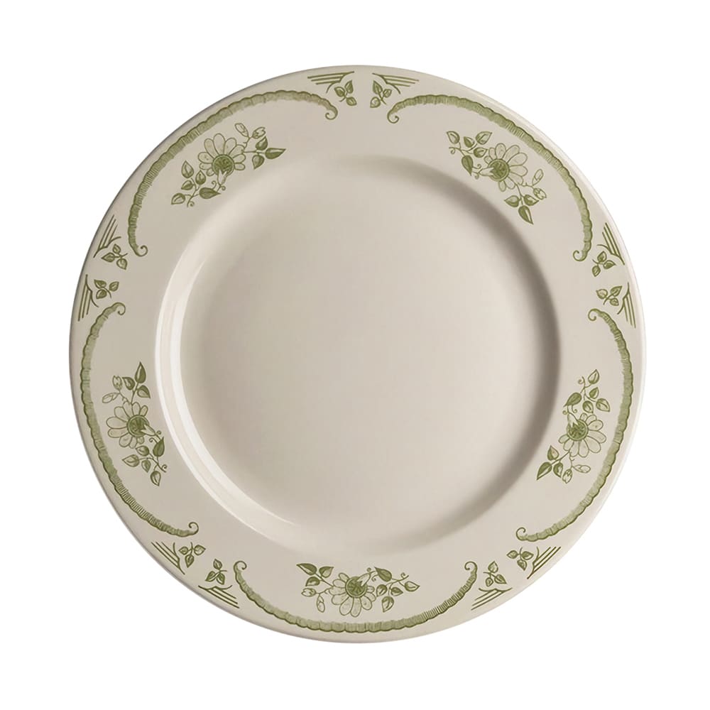 706-HL2089885 11 1/8" Round American Rose Plate - China, Moss