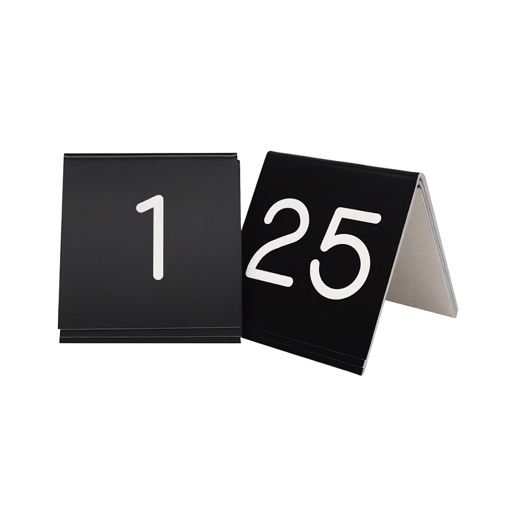 151-269A2 Tabletop Number Tents - #1-25, 3" x 3", Black/White