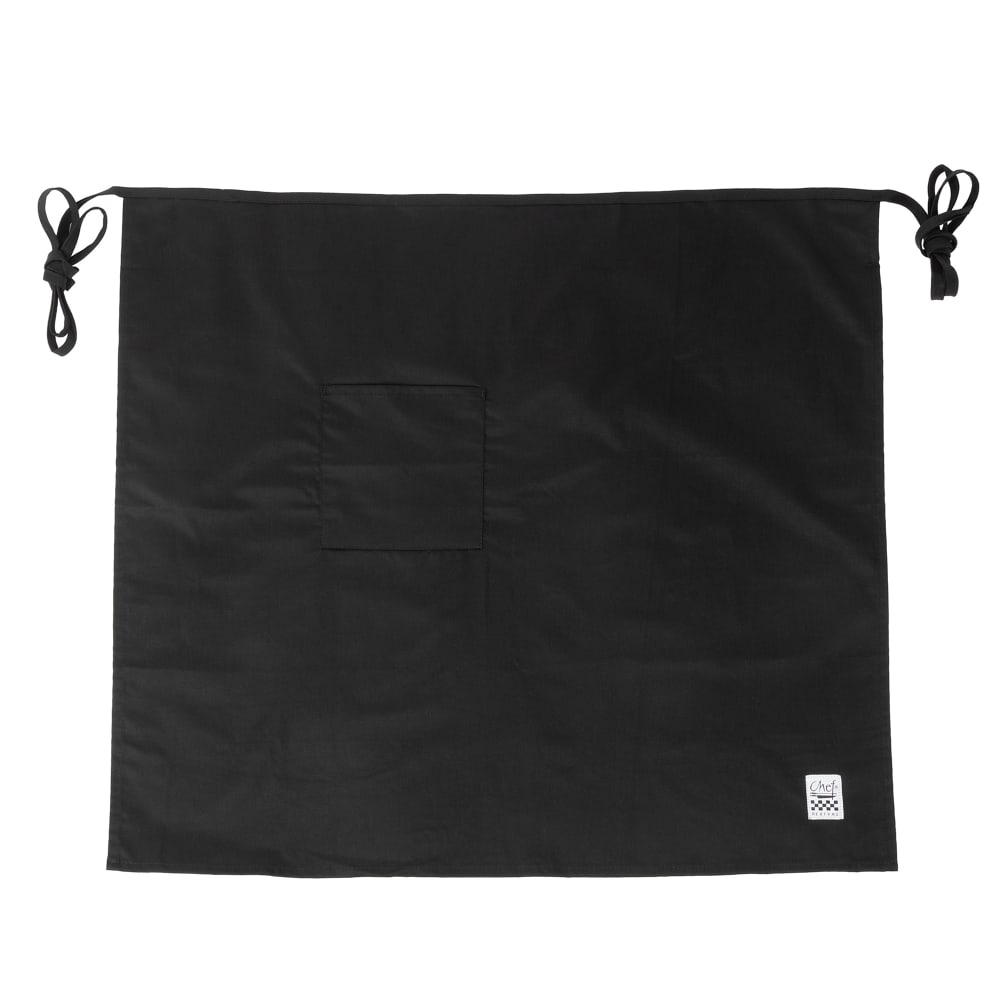 094-607BABK Bistro Apron - 30" x 33", Poly- Cotton, Black