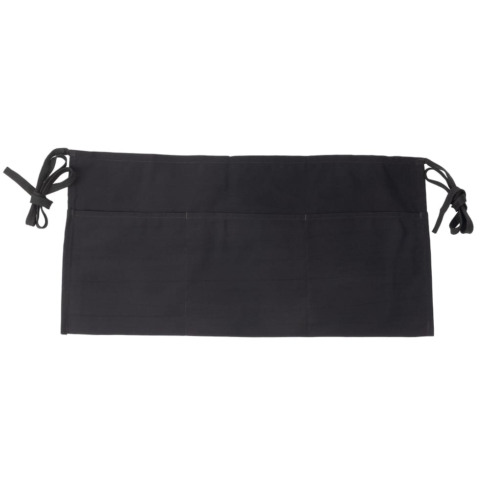 094-605PSBK Waist Apron, Polyspun, 12" x 24", 3 Pocket, Black