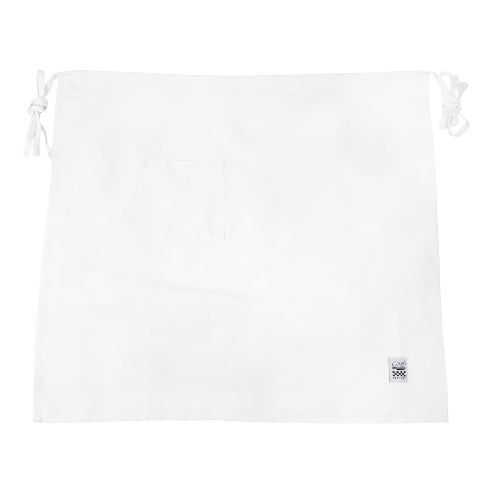 094-607BA Bistro Apron - 30" x 33", Poly-Cotton, White