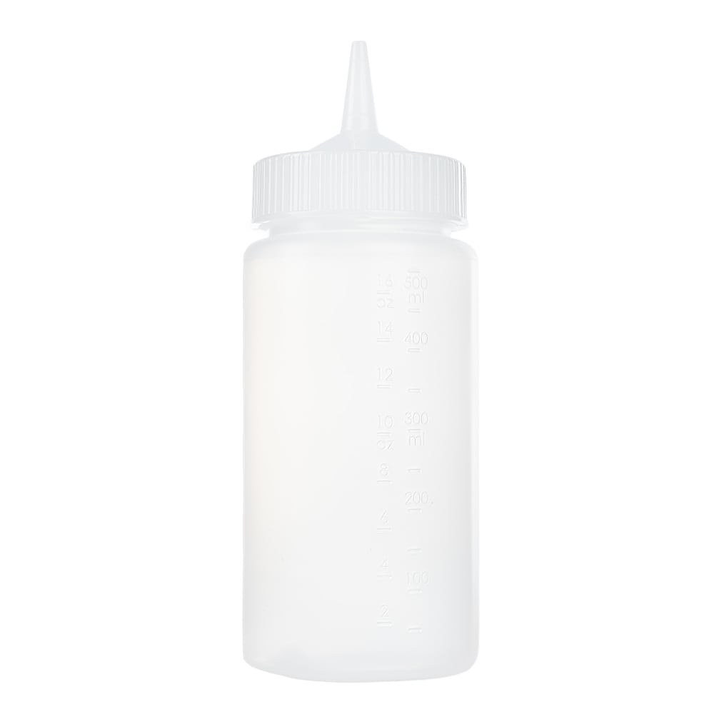 175-491613 16 oz Squeeze Bottle Dispenser - Wide Mouth, Clear with Clear Cap
