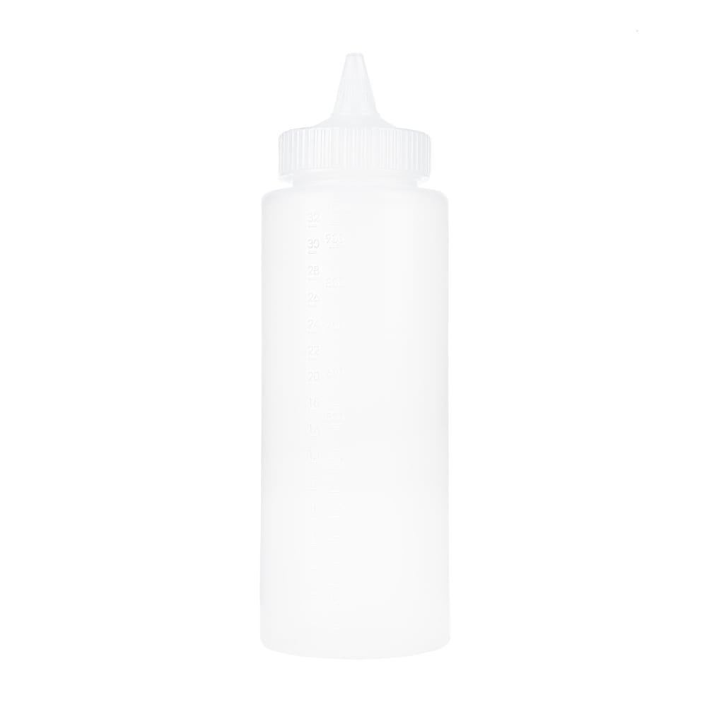 175-513213 32 oz Squeeze Bottle Dispenser - Wide Mouth, Clear Cap, Clear