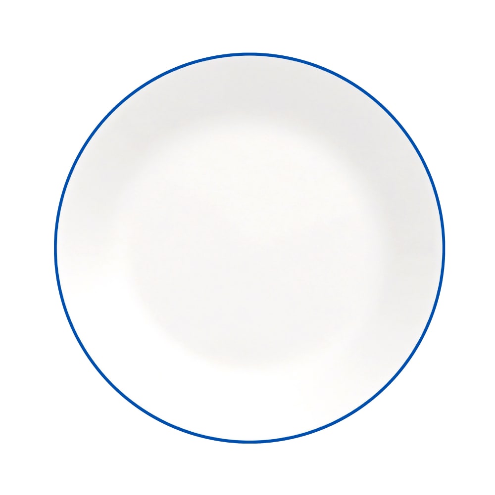 075-1151597 10 1/4" Round Essentials Dinner Plate - Vitrelle® Glass, Brightest White w/ Blue...