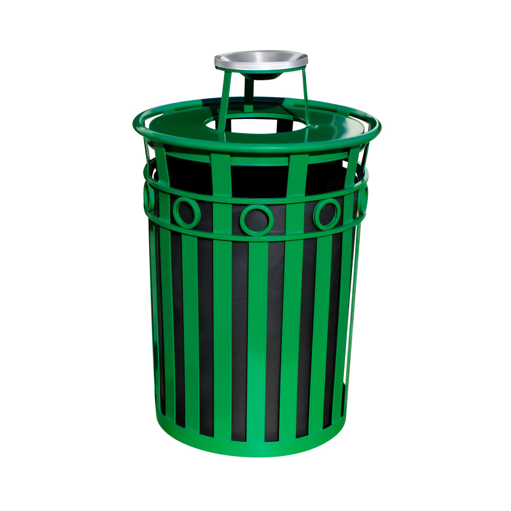 125-M3600RATGN 36 Gallon Oakley Outdoor Trash Container - Steel, Green