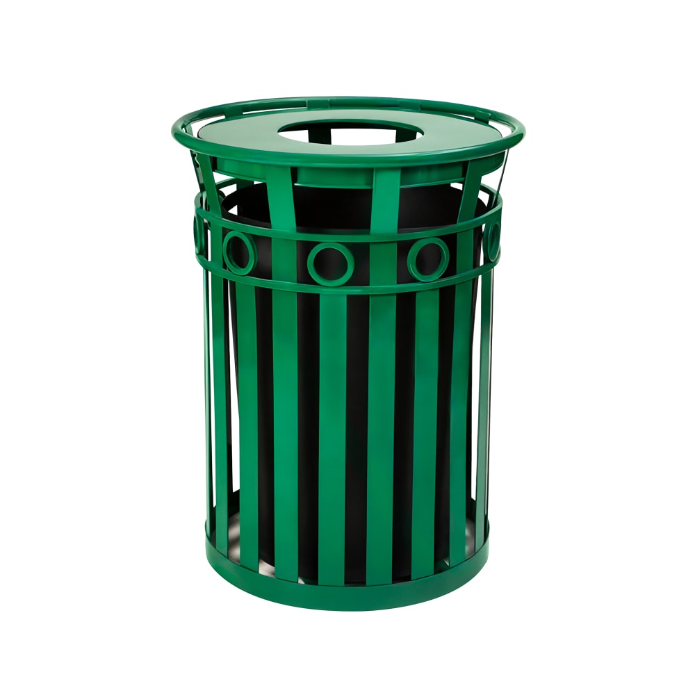 125-M3600RFTGN 36 Gallon Oakley Outdoor Trash Container - Steel, Green
