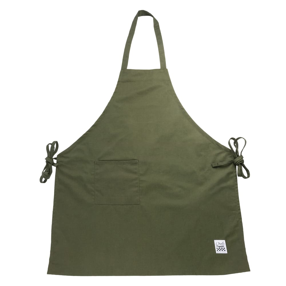 094-601BACHG Bib Apron - 34" x 28", Poly-Cotton, Hunter Green