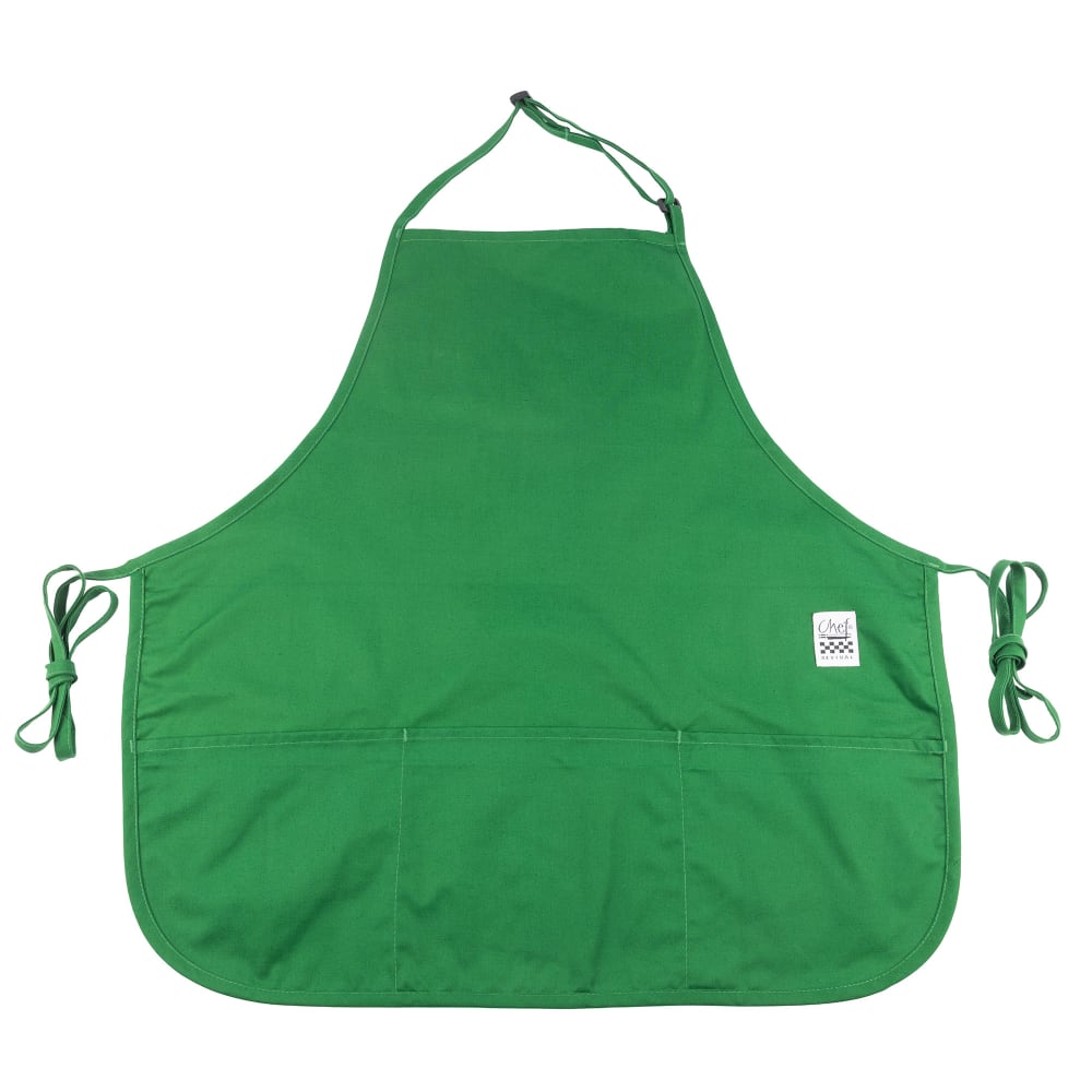 709-612BAFHGN Bib Apron - 27" x 28", Poly-Cotton, Kelly Green