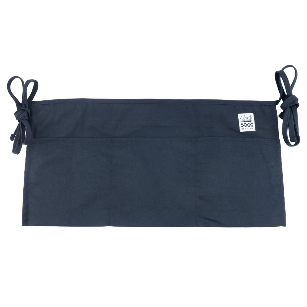 094-605WAFHNV Waist Apron - 12" x 24", Poly-Cotton, Navy Blue
