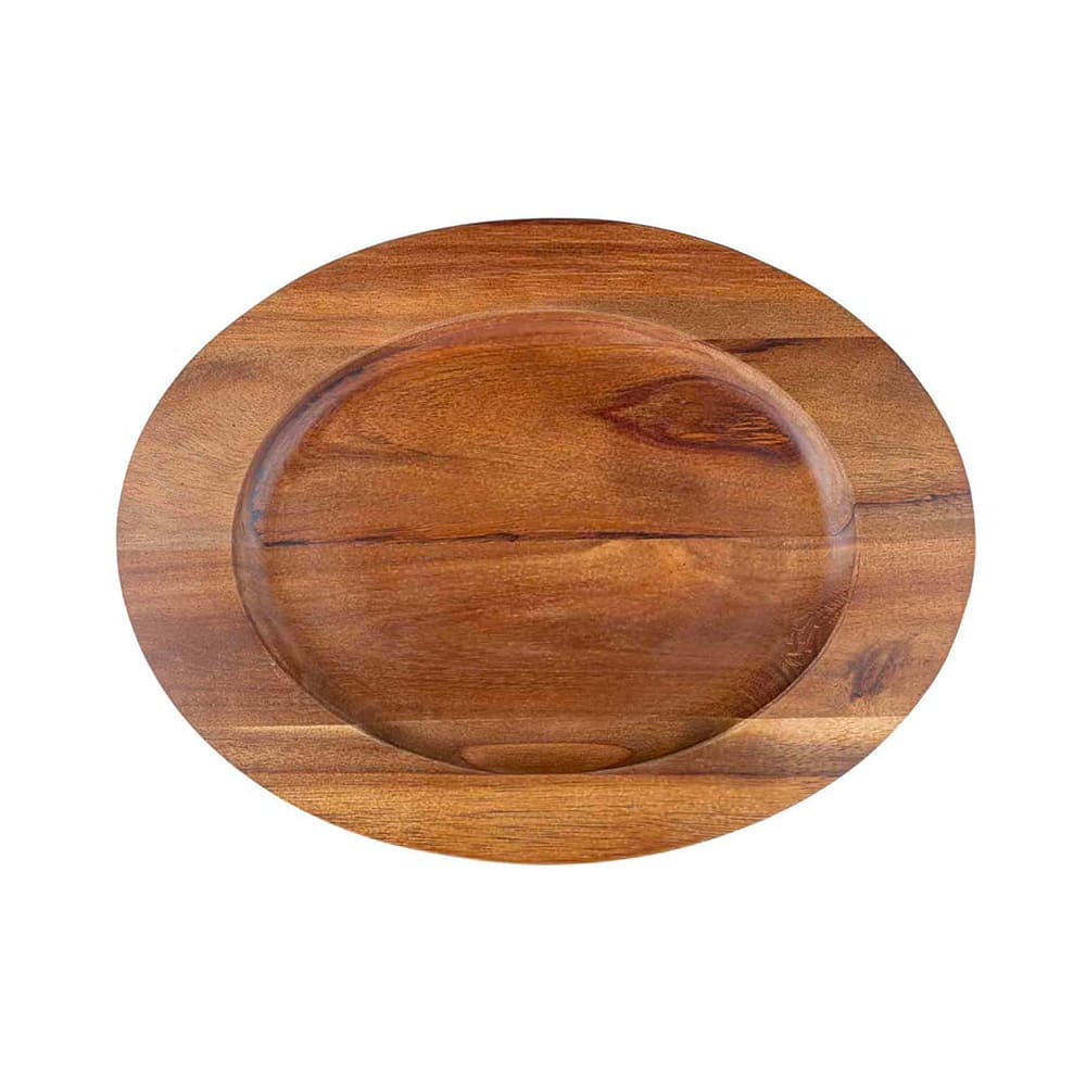 229-10764 Oval Underliner for 10746 Skillet - 12 1/2" x 9 1/2", Acacia Wood
