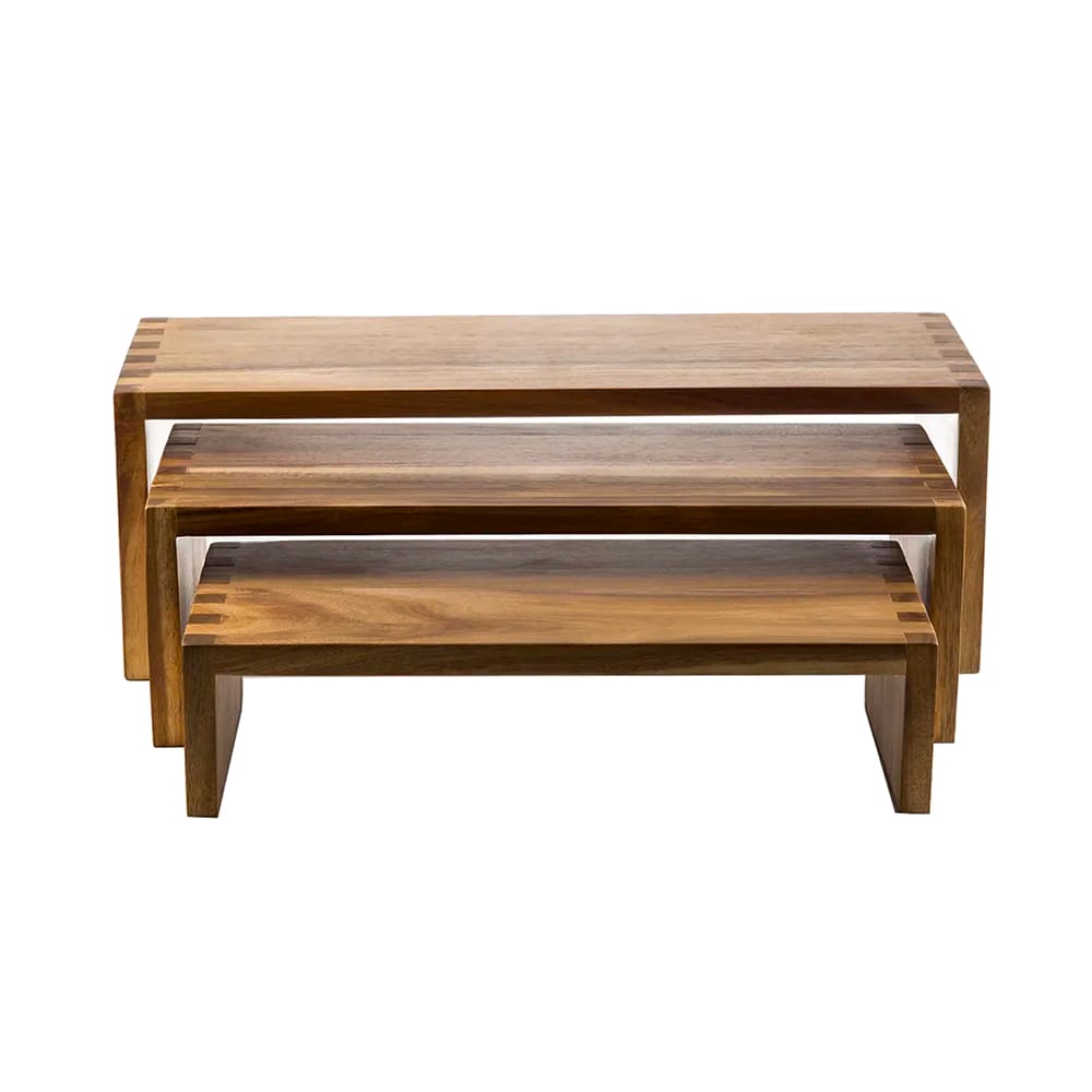 229-RACA300 3 Piece Rectangular Nesting Display Risers, Acacia Wood